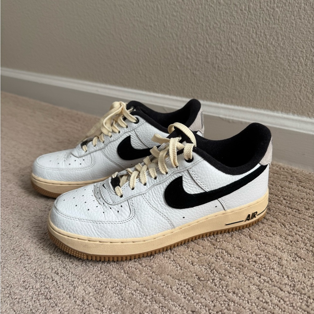 Nike Air White and Black Shoes with Beige Sole